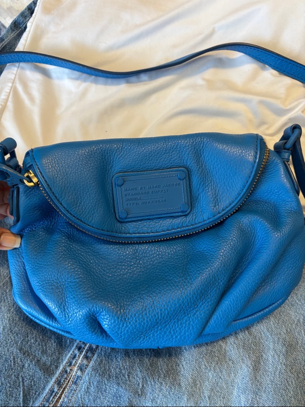 Marc By Marc Jacobs Bright Blue Natasha Q Pebbled Leather Crossbody